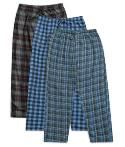 NWT 3-Pack Boys 16-18 Fleece Pajama Pants PJ PLAID Super SOFT Pajamas - Picture 1 of 4