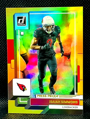 2022 Donruss Premium  ISAIAH SIMMONS #9  Gold Press Proof Holo Prizm CARDINALS - Image 1 of 2