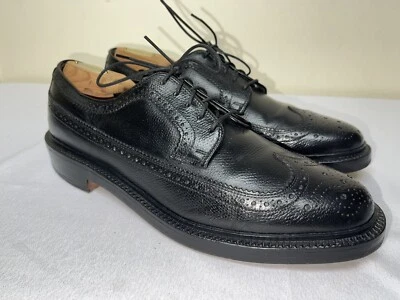 Botín Bostoniano Negro Grano Escocés Cuero V Punta de Ala Talla 8.5 D/B Hecho en EE. UU. Foto 1 de 4