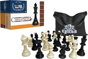 Piezas de ajedrez de plástico del torneo Staunton WE Games, negras y crema, 3,75 in King - Imagen 1 de 7