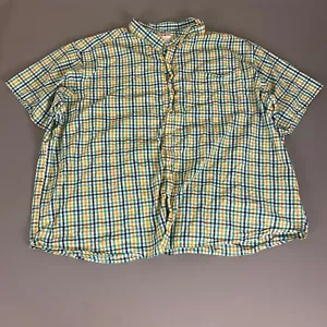 Columbia Plaid Button Up Shirt Men's 6XL Regular Fit Short Sleeve Green Yellow - Picture 1 of 11