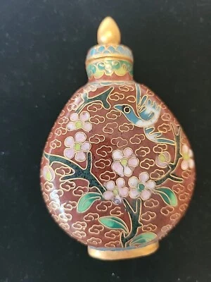 BOTELLA DE PERFUME, CLOISONNE. 3" de ALTO. NUNCA USADO.  Principios de 1960.  Bolsa de terciopelo Foto 1 de 4