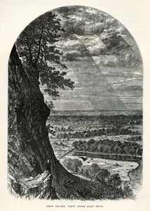 New Haven Connecticut view, Historic America, 1872 Antique Engraving - Picture 1 of 4