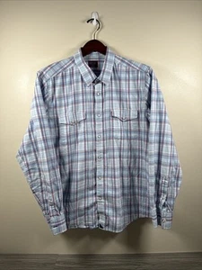 UnTuckIt 100% Baumwolle blau rot kariert Perlen Druckknopf Langarm Herren XXL Slim Fit - Bild 1 von 10
