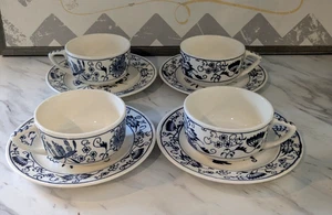 Royal China Blue Onion Doorn Cups & Saucers Set of Four More Available - Picture 1 of 12