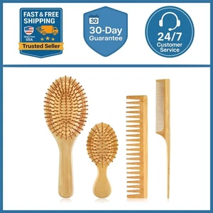 Bambus Haarbürsten Set, Natur Holz Bambus Kamm Paddel Entwirren Haarbürste... - Bild 1 von 9