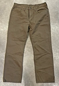 Levi's 514 White Tab Jeans Uomo 36x30 (36x29) Marrone Tan Denim Pantaloni Usato in Ottime Condizioni - Foto 1 di 20