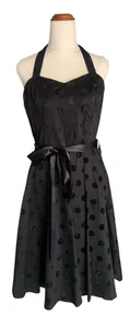 H&R Fit & Flare Halterneck Womens Black Polka Dot Dress Size 14 VGC Rockabilly - Bild 1 von 12
