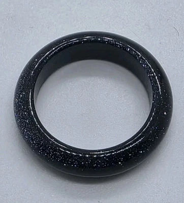 Anillo de piedra dorada azul oscuro genuino natural banda promoviendo la confianza talla 7,25 Foto 1 de 4