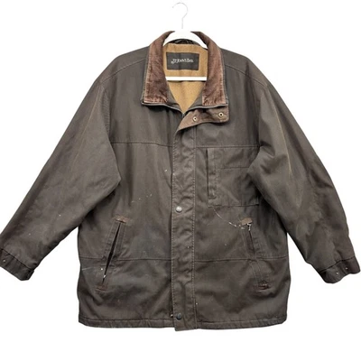 St Johns Bay Chore Barn Jacket Mens XL Corduroy Collar Distressed Brown - Image 1 of 4