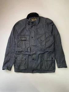 Barbour International Waxed Belted Biker Jacket Tartan Lining – Men’s Size: L - Picture 1 of 6