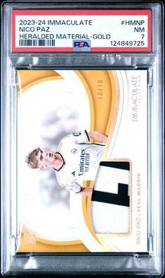 2023-24 Immaculate Heralded Materials Nico Paz - Gold 10/10 RC PSA highest pop 1 - Image 1 of 2