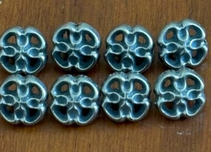 Vintage Pewter Buttons  8 NOS 7/16” Tinn-Per  Norway Flower Shape🌺 - Picture 1 of 7
