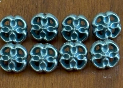Vintage Pewter Buttons  8 NOS 7/16” Tinn-Per  Norway Flower Shape🌺 - Image 1 of 4