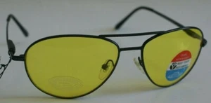 Gafas de sol clásicas "Night Driving" tinte amarillo aviador con bisagras de resorte  - Imagen 1 de 2