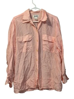 Blusa de seda Bogari rosa con botones para mujer vintage talla M vintage de lujo formal Foto 1 de 4