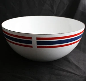 Vintage Club Celebration Cathrineholm Blue Red Stripe Enamel Large Bowl Norway - Picture 1 of 5