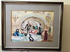 Internal restaurant Painting Oil on Masonite 40x30 cm Signed