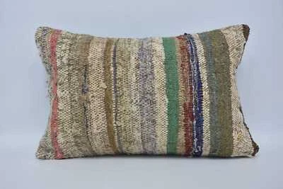 16"x24" Green Cushion Case, Throw Kilim Pillow, Vintage Kilim Pillow - Image 1 of 4