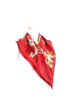 Cartier  Silk  Scarf. Made In Italy. Authentic. Red - Image 1 of 4