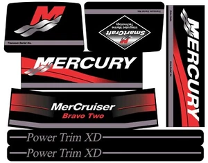 MERCRUISER NEW 2021 BRAVO TWO ORIGINAL COLORS W/GRAY RAMS STICKER SET - Picture 1 of 1