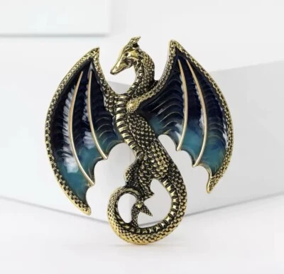 Nuevo Lanzamiento Broche Dragón Volador Oro Y Azul Winga Regalo Retro Esmalte Joyería Foto 1 de 3