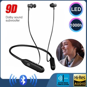 Wireless Bluetooth 5.3 Neckband Headphones Headset Stereo Earbuds Earphone IPX5 - Picture 1 of 20