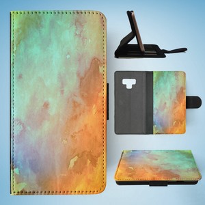 SAMSUNG GALAXY NOTE 9 FLIP CASE WALLET COVER|ORANGE TEAL WATERCOLOR 26