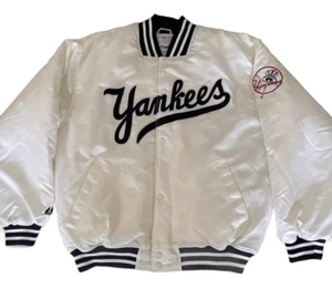 Majestic 90s Vintage New York Yankees MLB Satin Bomber Baseball Jacket - Picture 1 of 5