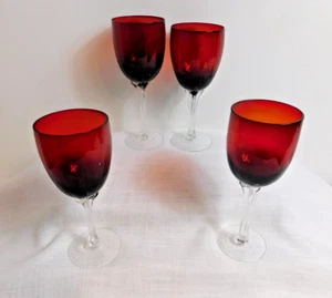 i6 - Vetro artistico di Murano vino rosso soffiato a mano 2 + bicchieri acqua 2 con steli petali - Foto 1 di 7