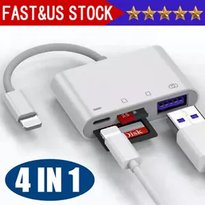 USB to Card Reader Adapter USB Camera Micro SD Memory Slot for iPhone iPad iPod - Picture 1 of 13