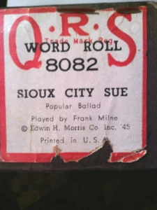 Antique Music Roll Piano Player Organ 8082 Sioux City Sue Sheet Folk Music - Picture 1 of 2