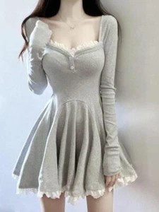 Lolita Kawaii Dress Womens Japanese Lace Sweet Sweater Dresses Party Girls Skirt - Picture 1 of 9