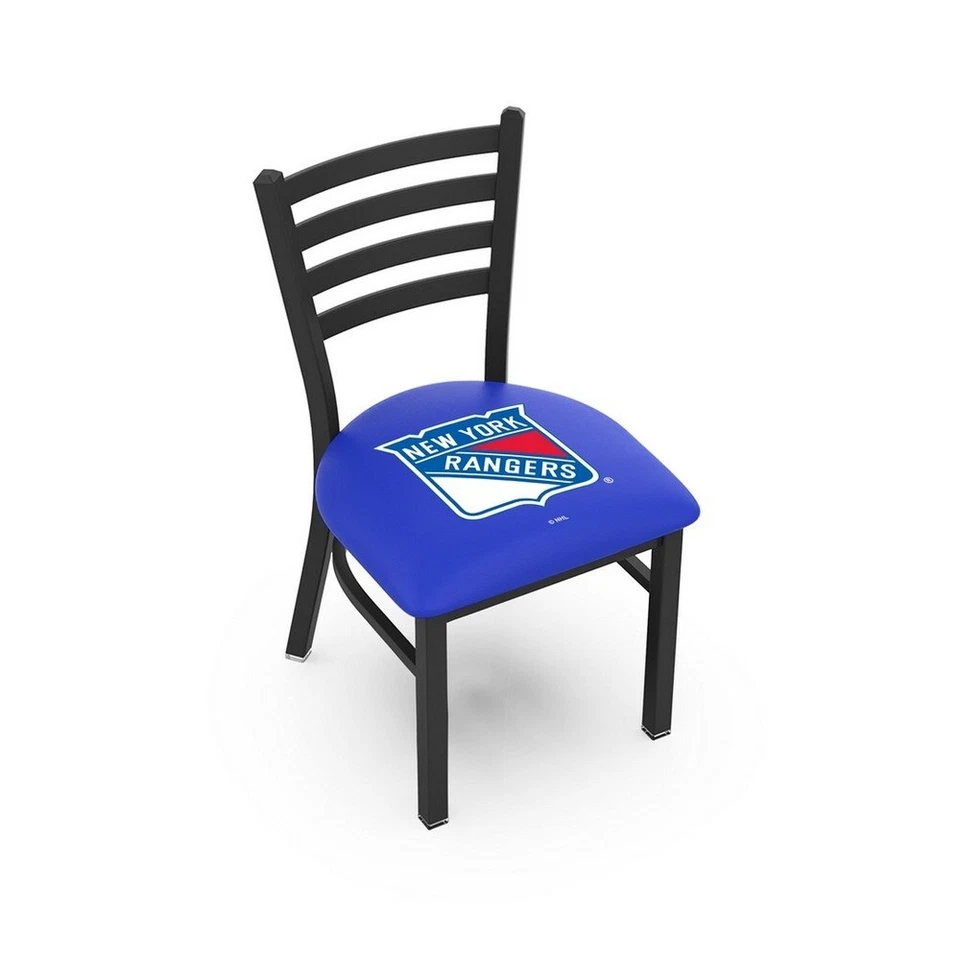NHL-L00418 Blk Wrinkle New York Rangers Stationary Chair w/ Ladder Style Back - Image 1 of 1
