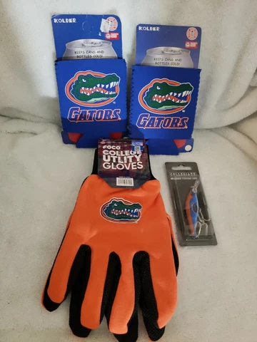 Florida Gators Gloves, Fishing Lure And Two Koolie Cups Cover