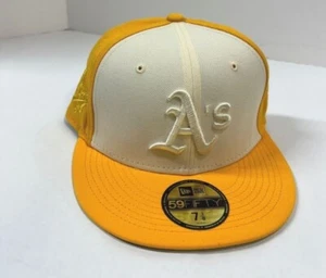 Oakland A's MLB NE 2-Tone World Series 1989 Patch fitted Hat~Gold/Cream - Picture 1 of 5
