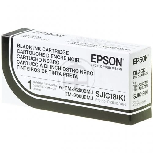 Epson –BLACK INK CARTRIDGE SJIC18(K) FOR TM-S2000MJ + S9000MJ (C33S020484) - Image 1 of 1