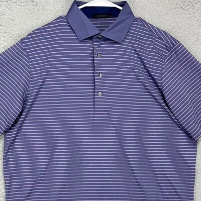 Camisa Greyson Adulto Grande Púrpura Rayas Golf Polo Elastizado Atlético Rugby Para Hombres Foto 1 de 4