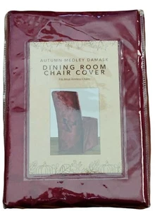  Brand New WINE Autumn Medley Damask Chair Cover for Dining  - Picture 1 of 6
