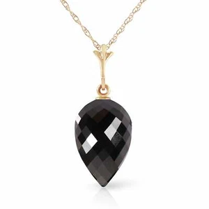 12.25 Carat 14K Yellow Gold Necklace Pointy Briolette Drop Black Spinel 14"-24" - Picture 1 of 5