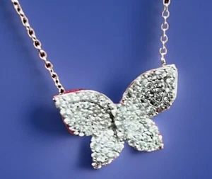 Epiphany Diamonique Platinum Clad Sterling Silver Butterfly Necklace - Picture 1 of 4