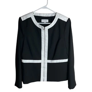 Chaqueta Blazer Calvin Klein Blanco y Negro Cremallera Carrera Negocios Profesional Talla 14 - Imagen 1 de 6