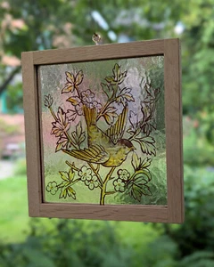 Antique Stained Glass Natural History Study Ornithology #46 - Picture 1 of 3