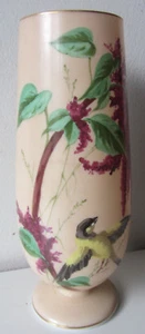 Antico Vaso decorativo - stile liberty - decoro floreale /uccello - opalina - Foto 1 di 5