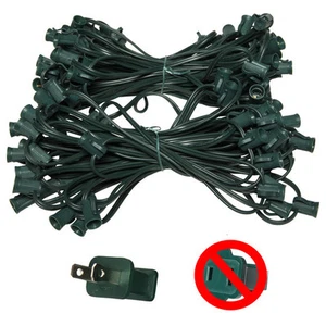 100 Ft C7 Christmas Light Stringer Green Wire Indoor Outdoor Patio 100-Socket  - Picture 1 of 1