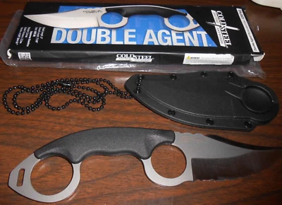 COLD STEEL DOUBLE AGENT II - FIXED -  NECK BOOT KNIFE 3" SERRATED GRIVORY HANDLE - Image 1 of 4