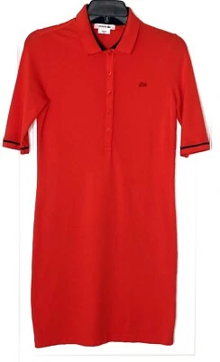 Vestido Deportivo Polo LACOSTE Rojo Naranja Azul Marino Logo Piqué Tejido Manga Codo 34 = 2 XXS Foto 1 de 4
