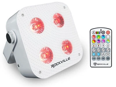 Rockville MINI RF4 V2 White Bright DJ/Party LED Par Wash Up Light+RF Remote+APP - Image 1 of 4