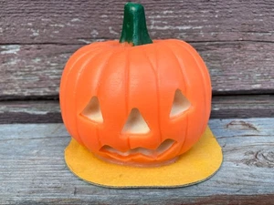 Vintage Suni Halloween Kürbis Wachskerze unbenutzt 3,5" hoch orange - Bild 1 von 3
