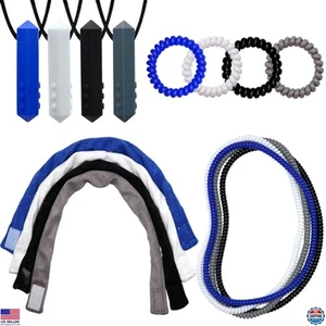 16 Pack Sensory Chewy Necklaces & Bracelets for Kids with Autism, ADHD, SPD - Picture 1 of 6